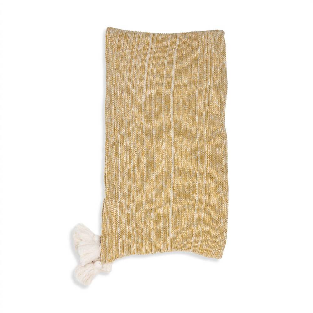 NEW HOWARD'S marled knit throw blanket in mustard